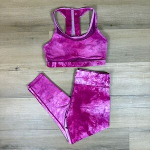 Zyia Active Pink Tie-Dye Sports Bra & Leggings Set | Size Medium / 12-14